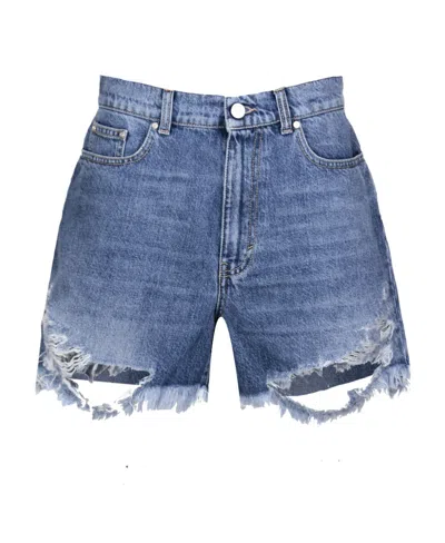 Stella Mccartney Blue Heart Shorts In 4406 Mid Blue