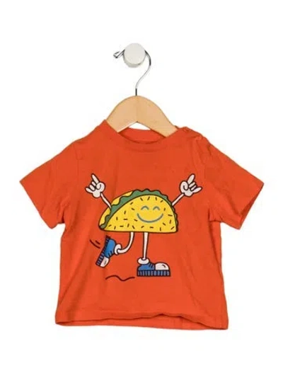 Pre-owned Stella Mccartney Babies' Infant Boys Pattern Printed Snap Closure Shirt In Orange