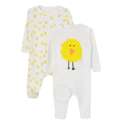 Stella Mccartney Infant Chick Patterned 2-piece Babygrown Set In White