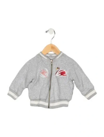 Pre-owned Stella Mccartney Babies' Infant Girls Embroidered Zip Up Jacket In Grey