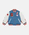 Stella Mccartney Initial Graphic Varsity Bomber Jacket In Blue