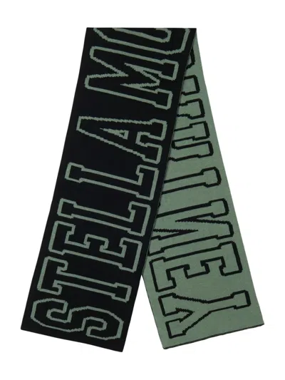 Stella Mccartney Intarsia-logo Scarf In Black