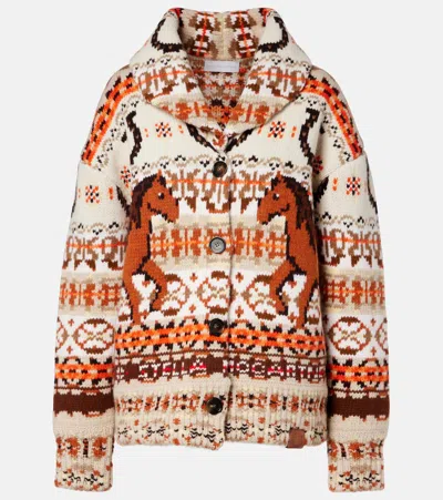 Stella Mccartney Intarsia Oversized Virgin Wool Cardigan In Multi