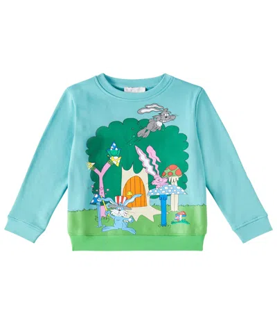 Stella Mccartney Kids' Intarsia Printed Cotton Sweater In Multicoloured