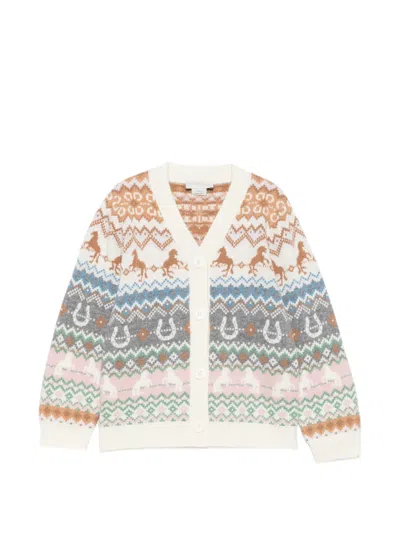 Stella Mccartney Kids' Intarsia-knit Button-up Cardigan In Neutral