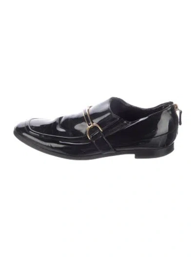Pre-owned Stella Mccartney Interlocking Cc Logo Patent Leather Loafers In Black