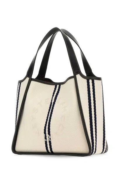 Stella Mccartney Ivory Canvas Ryder Shopping Bag In Multicolor