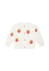 Stella Mccartney Ivory Cardigan For Baby Girl With Strawberries In Ivory