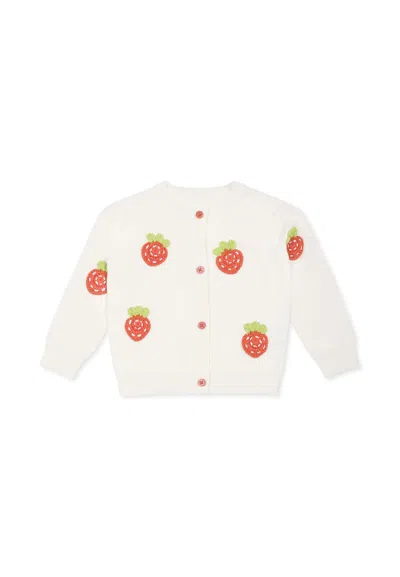 Stella Mccartney Ivory Cardigan For Baby Girl With Strawberries