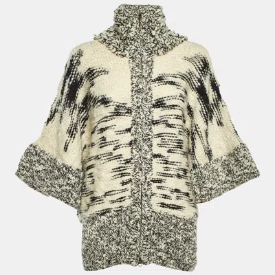 Pre-owned Stella Mccartney Ivory Chunky Fleece Wool Knit Cardigan S In White