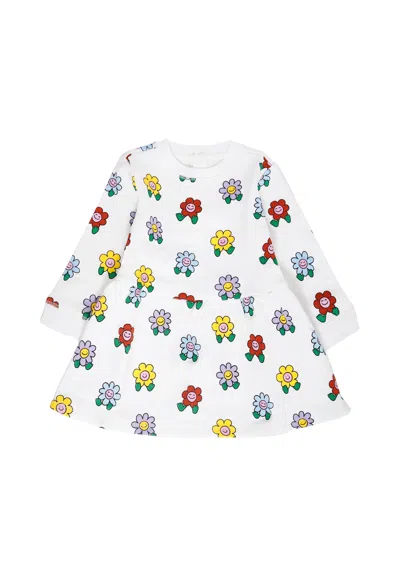 Stella Mccartney Ivory Dress For Baby Girl With Flowers In White