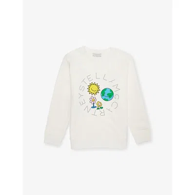 Stella Mccartney Kids' Earth Friends Graphic-print Cotton-jersey Sweatshirt 4-14 In White