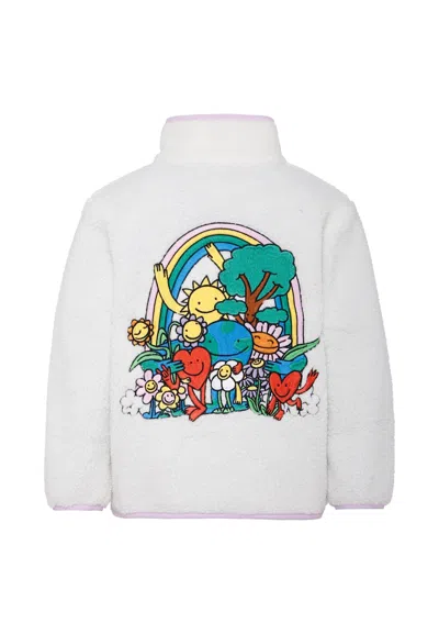 Stella Mccartney Kids' Ivory Eco Fur For Girl With Embroidery In White