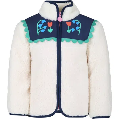Stella Mccartney Kids' Ivory Jacket For Girl With Flowers