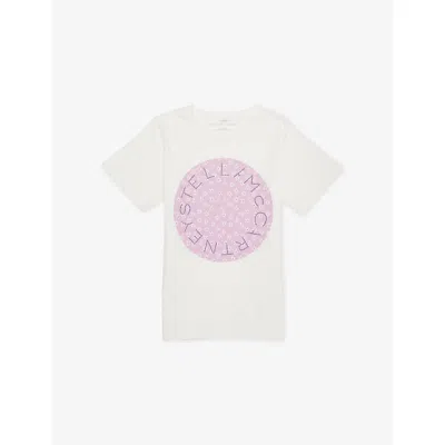 Stella Mccartney Kids' Ivory Logo-print Short-sleeve Cotton T-shirt In White