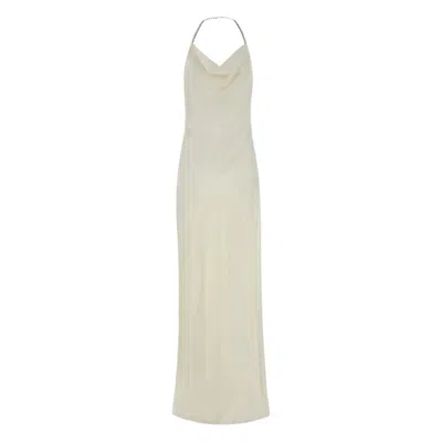 Stella Mccartney Ivory Satin Long Dress In White