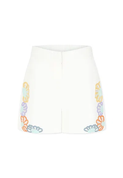 Stella Mccartney Kids' Ivory Shorts For Girl With Flowers In White