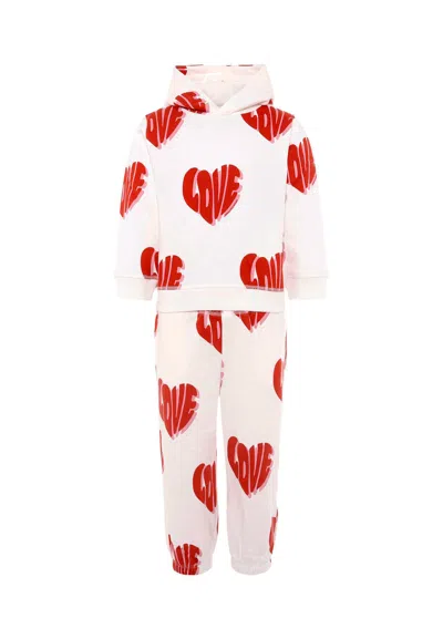 Stella Mccartney Kids' Ivory Suit For Girl With Love Writing In White