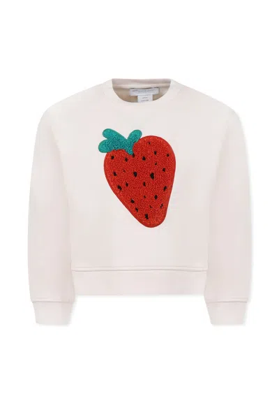 Stella Mccartney Kids' Ivory Sweatshirt For Girl With Strawberry
