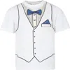STELLA MCCARTNEY IVORY T-SHIRT FOR BOY WITH BOW TIE PRINT