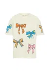 Stella Mccartney Ivory T-shirt For Girl With Bows In Multi