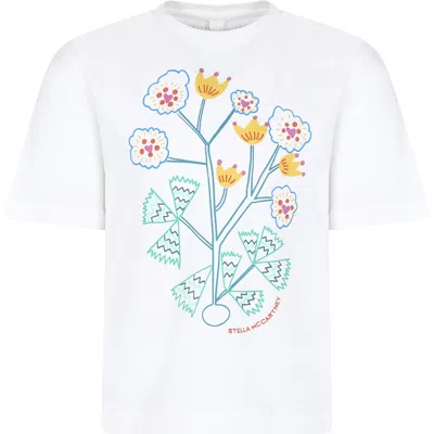 Stella Mccartney Kids' Ivory T-shirt For Girl With Flower Print