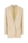 Stella Mccartney Viscose Blend Blazer With Buttoned Cuffs In Neutral
