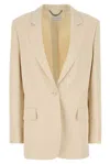 Stella Mccartney Viscose Blend Blazer With Buttoned Cuffs In Neutral