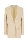 Stella Mccartney Viscose Blend Blazer With Buttoned Cuffs In Buttermilk
