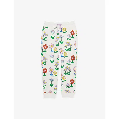 Stella Mccartney Kids' Flower-print Drawstring-waistband Cotton-jersey Jogging Bottoms 4- In Multi
