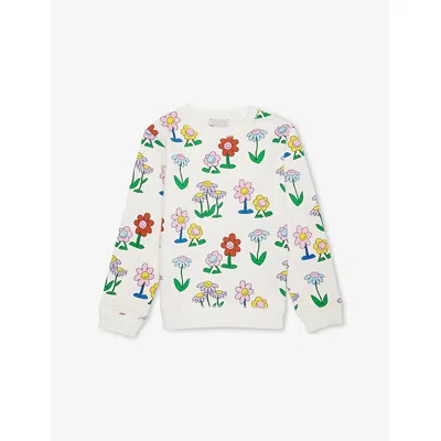 Stella Mccartney Kids' Flower-print Round-neck Cotton-jersey Sweatshirt 4-14 In Multi