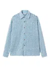 Stella Mccartney Oversized Denim Beaded Cloth Shirt In Blue