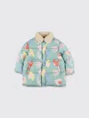 Stella Mccartney Dove Print Teddy Collar Puffer Coat In Blue