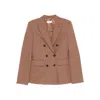 Stella Mccartney Double-breasted Wool Blazer In Brown