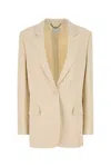 Stella Mccartney Viscose Blend Blazer With Buttoned Cuffs In Neutral
