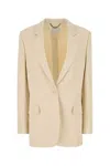 Stella Mccartney Viscose Blend Blazer With Buttoned Cuffs In Neutral