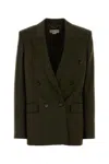 Stella Mccartney Double-breasted Wool Blazer Featuring Back Vent In Green