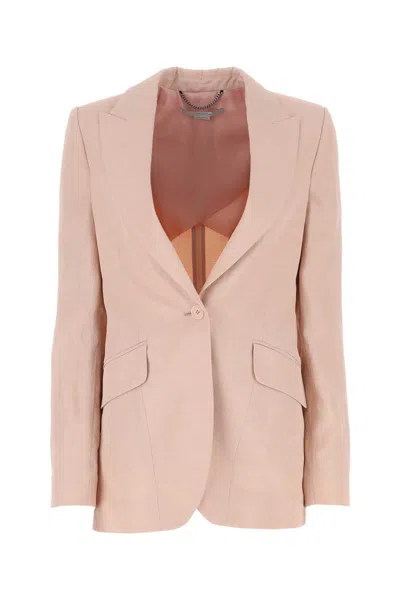 Stella Mccartney Fluid Linen Single-breasted Blazer In Pink