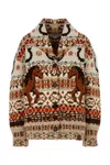 Stella Mccartney Embroidered Wool Fair Isle Oversize Cardigan In Brown