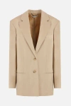 Stella Mccartney Iconic Single Breasted Tailored Blazer In Sand