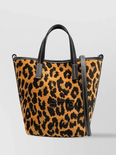 STELLA MCCARTNEY JACQUARD LEOPARD BUCKET BAG