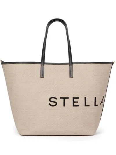 Stella Mccartney Jacquard-logo Tote Bag In Neutrals