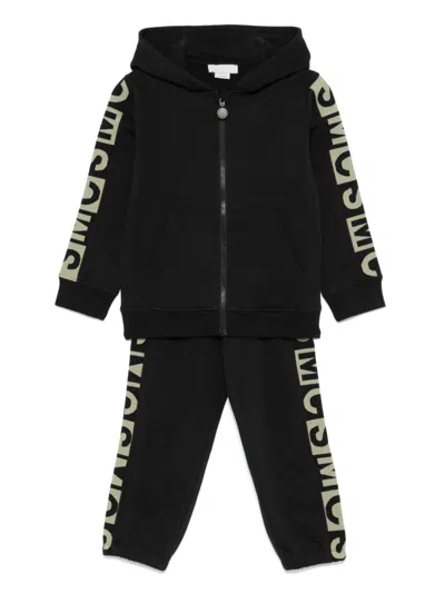 Stella Mccartney Kids' Jacquard-logo Tracksuit In Black