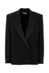 Stella Mccartney Wool Blazer Structured Shoulders Notched Lapels Vent In Black