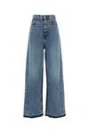 Stella Mccartney Denim Trousers Wide-leg Frayed Hem In Blue