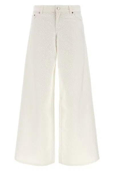 Stella Mccartney Jeans Trousers Boucle Wide Leg Pockets In White