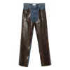 Stella Mccartney Snake Panel Chaps Denim Jeans In Brown