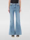 Stella Mccartney Bootcut Distressed Denim Trousers With Gold Stitching In Blue