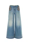 Stella Mccartney Embellished Feather Cut Out Jeans In Vintagebluedenim