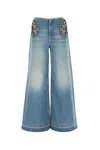 Stella Mccartney Embellished Feather Cut Out Jeans In Vintagebluedenim